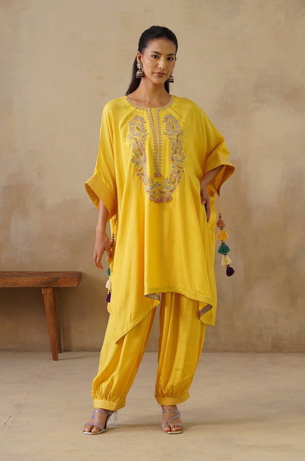 Noor Yellow Kaftan Suit Set