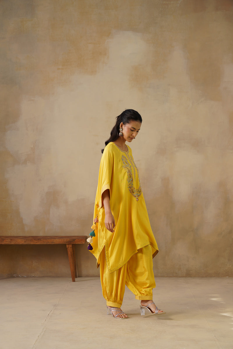 Noor Yellow Kaftan Suit Set