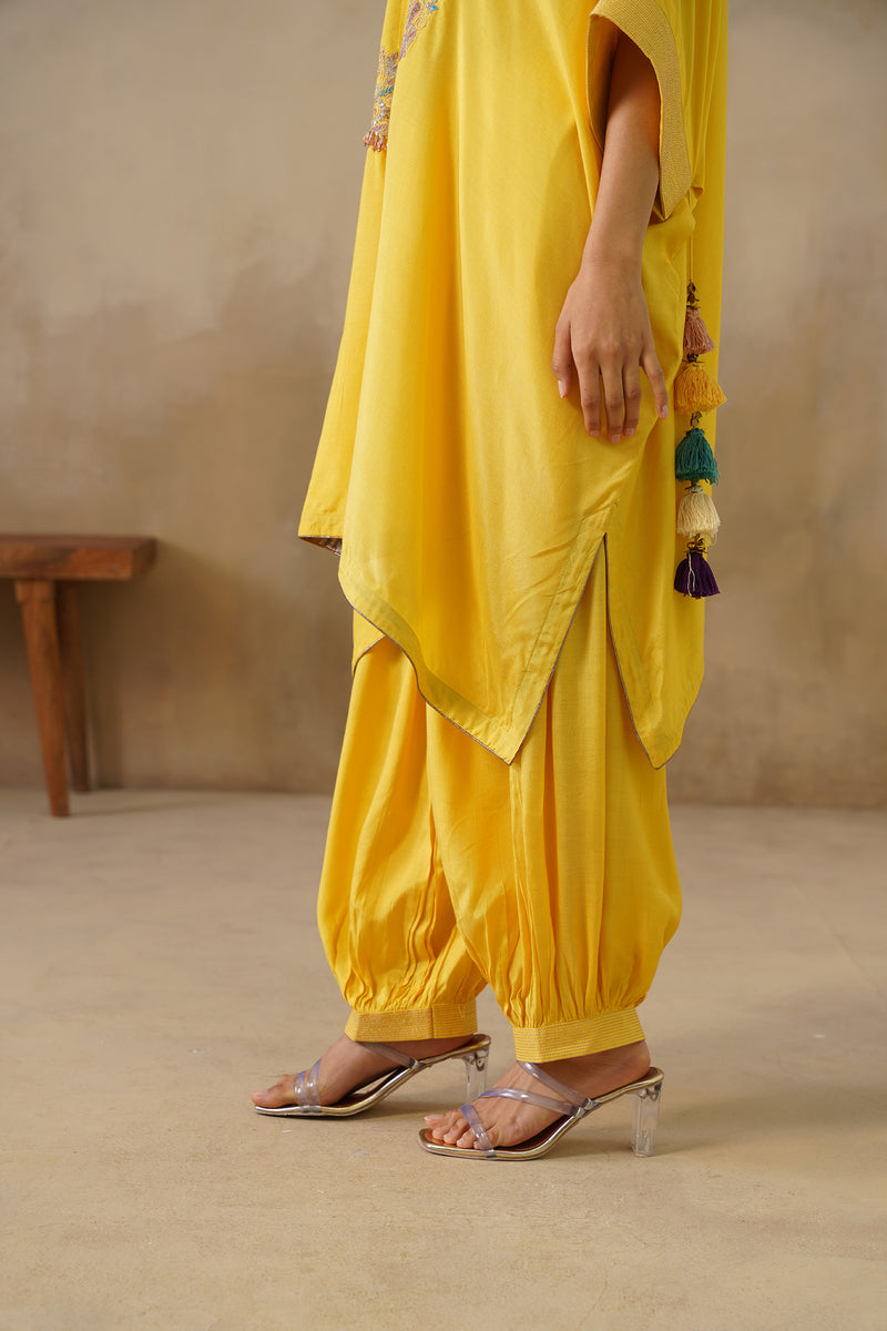 Noor Yellow Kaftan Suit Set