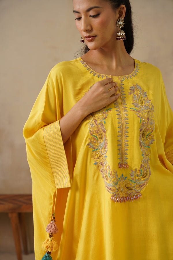 Noor Yellow Kaftan Suit Set