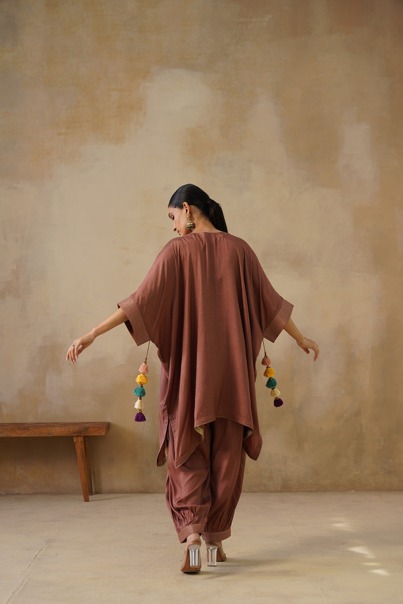 Noor Brown Kaftan Suit Set