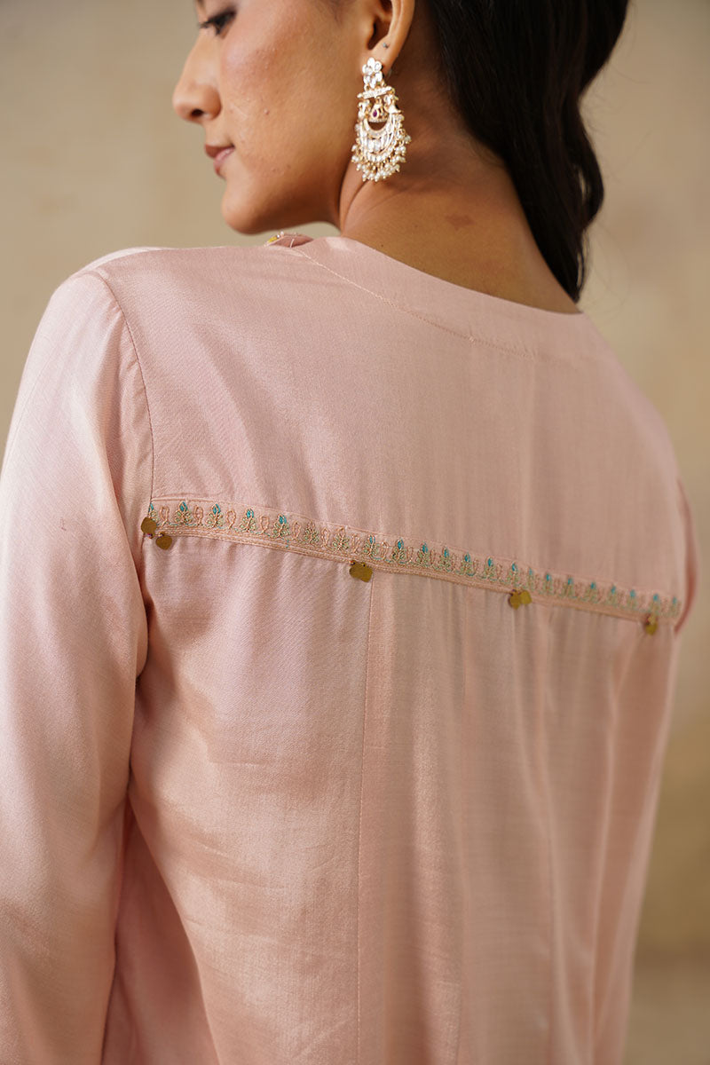 Noor Pink Coat set with Garara