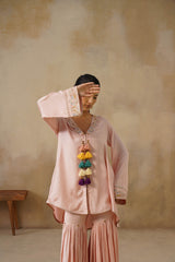 Noor Pink Coat set with Garara