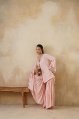 Noor Pink Coat set with Garara