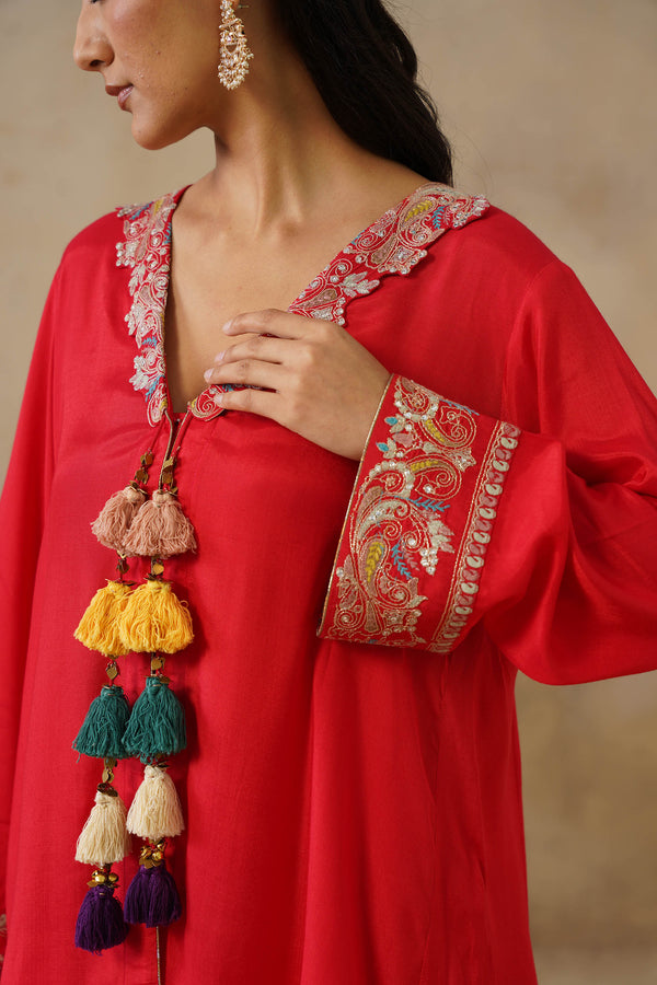Noor Red Coat set with Garara