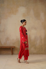 Noor Red Straight Suit Set with Dupatta