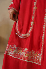 Noor Red Straight Suit Set with Dupatta