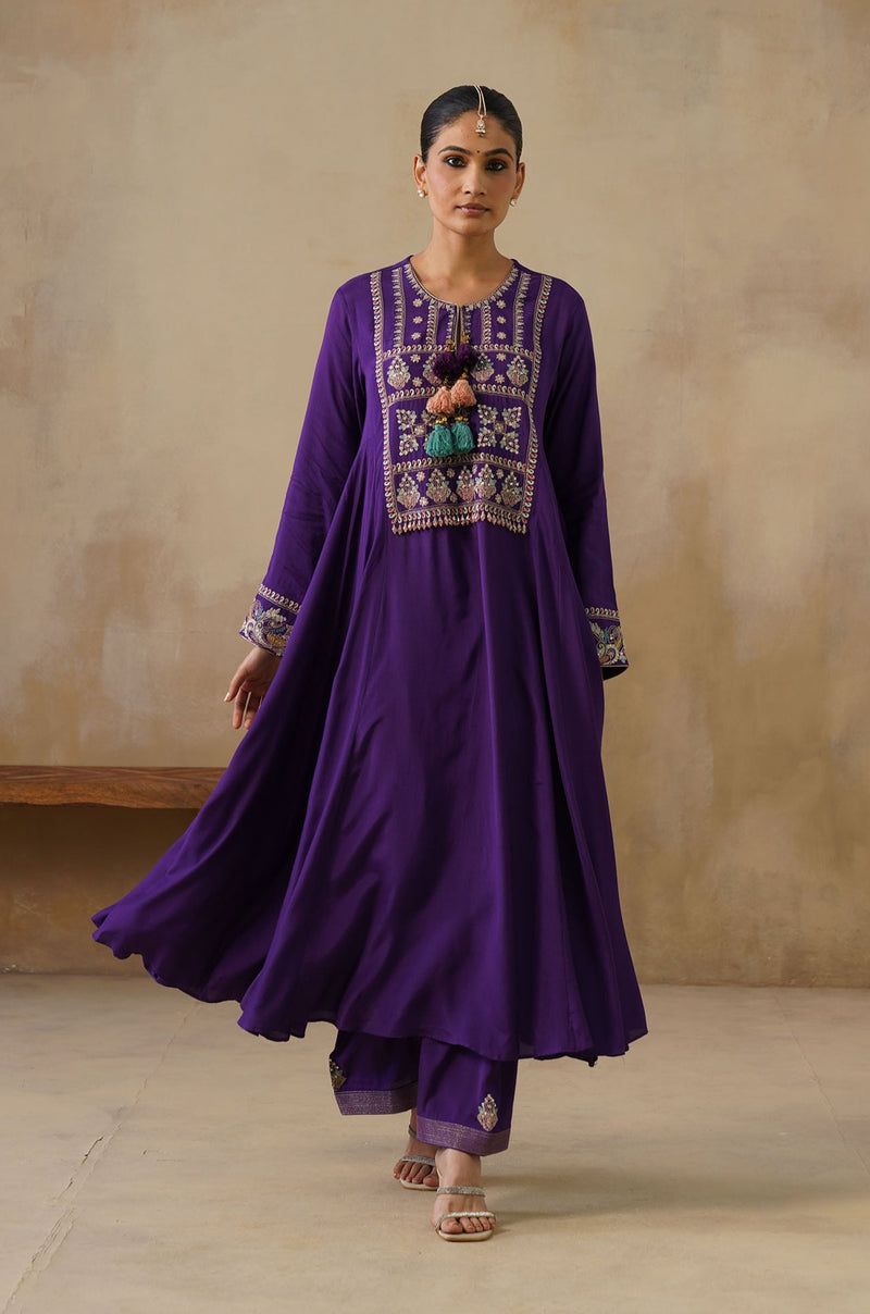 Noor Purple Kali Suit Set with Dupatta