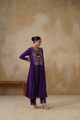 Noor Purple Kali Suit Set with Dupatta