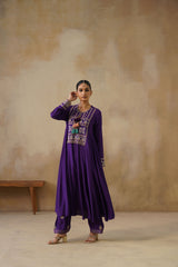 Noor Purple Kali Suit Set with Dupatta