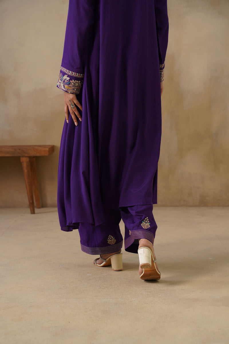 Noor Purple Kali Suit Set with Dupatta