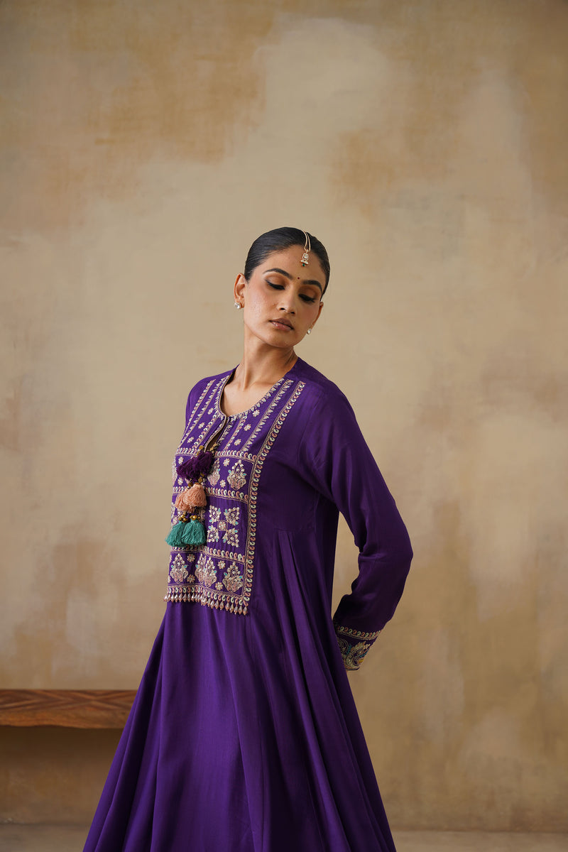 Noor Purple Kali Suit Set with Dupatta