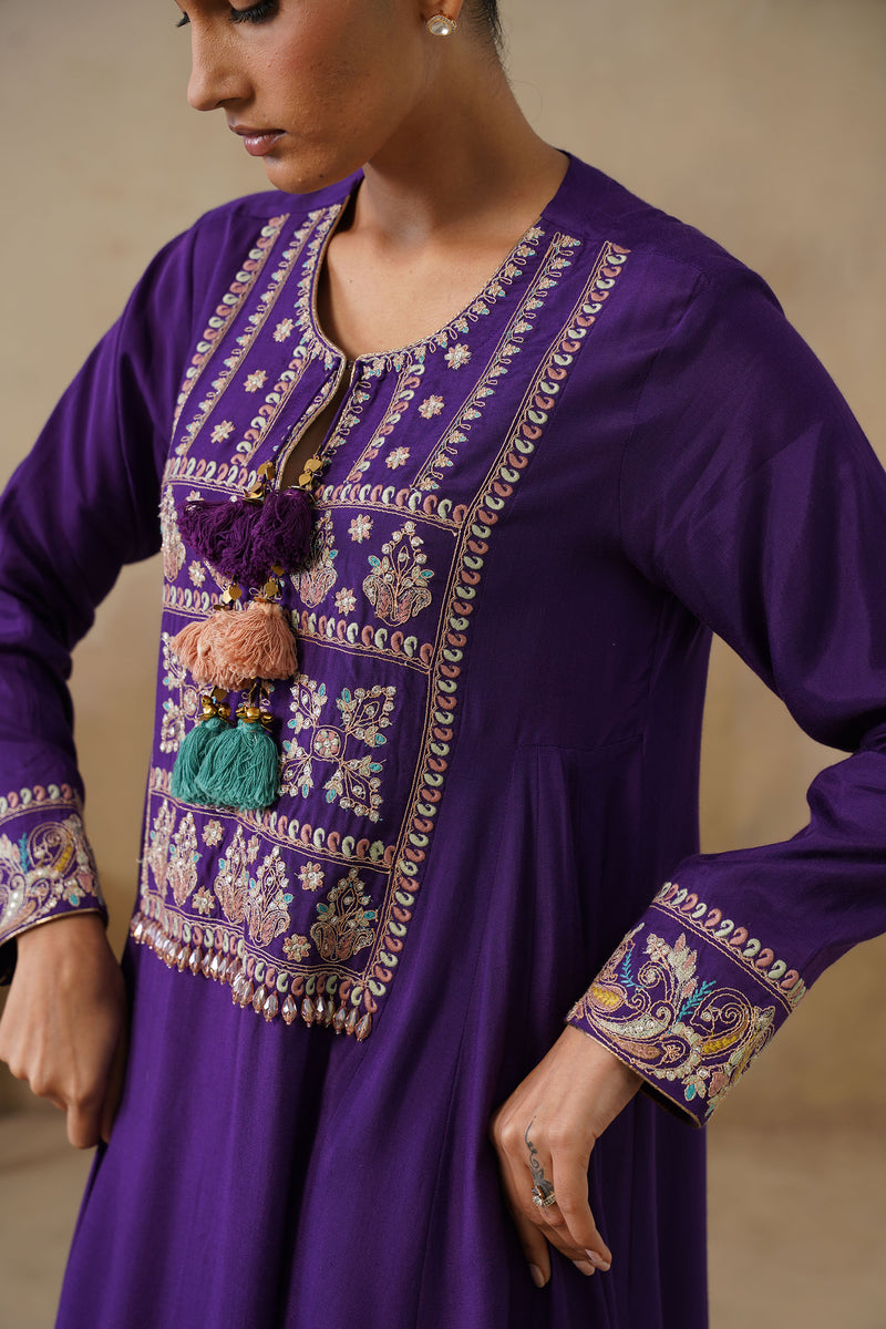 Noor Purple Kali Suit Set with Dupatta