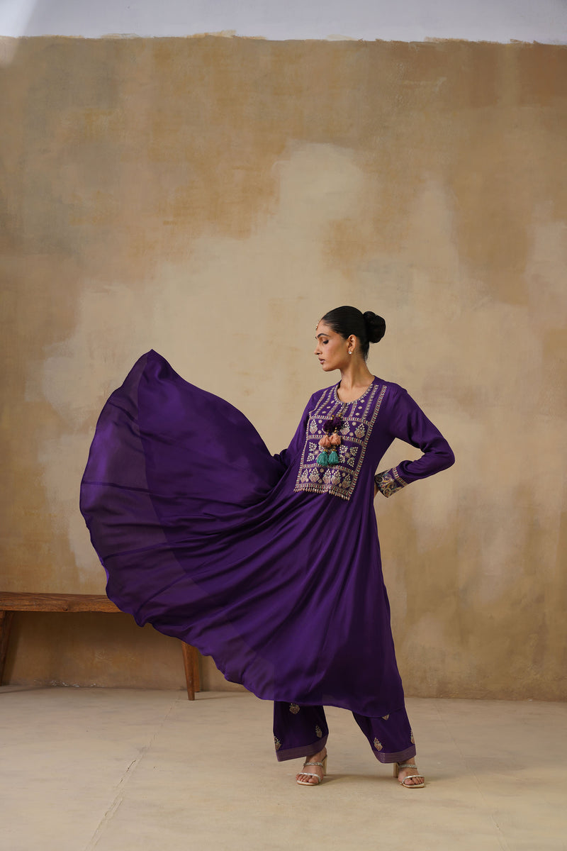 Noor Purple Kali Suit Set with Dupatta
