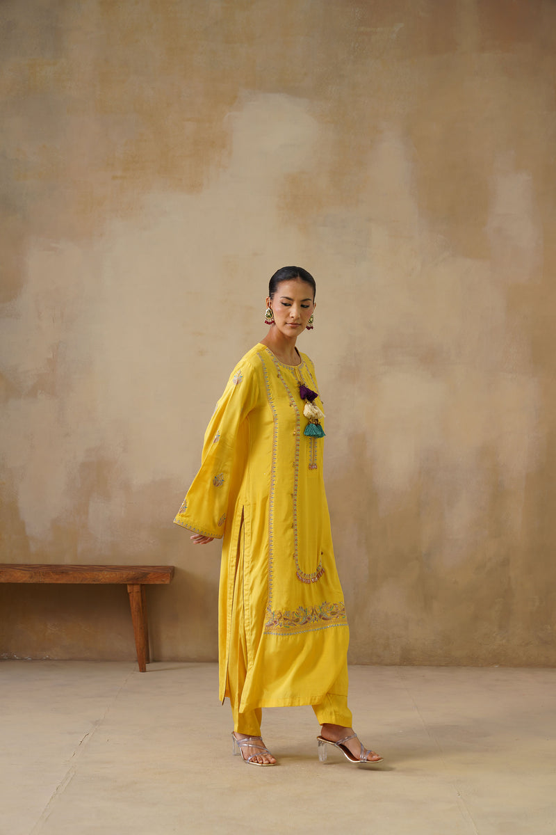 Noor Yellow Straight Suit Set with Dupatta
