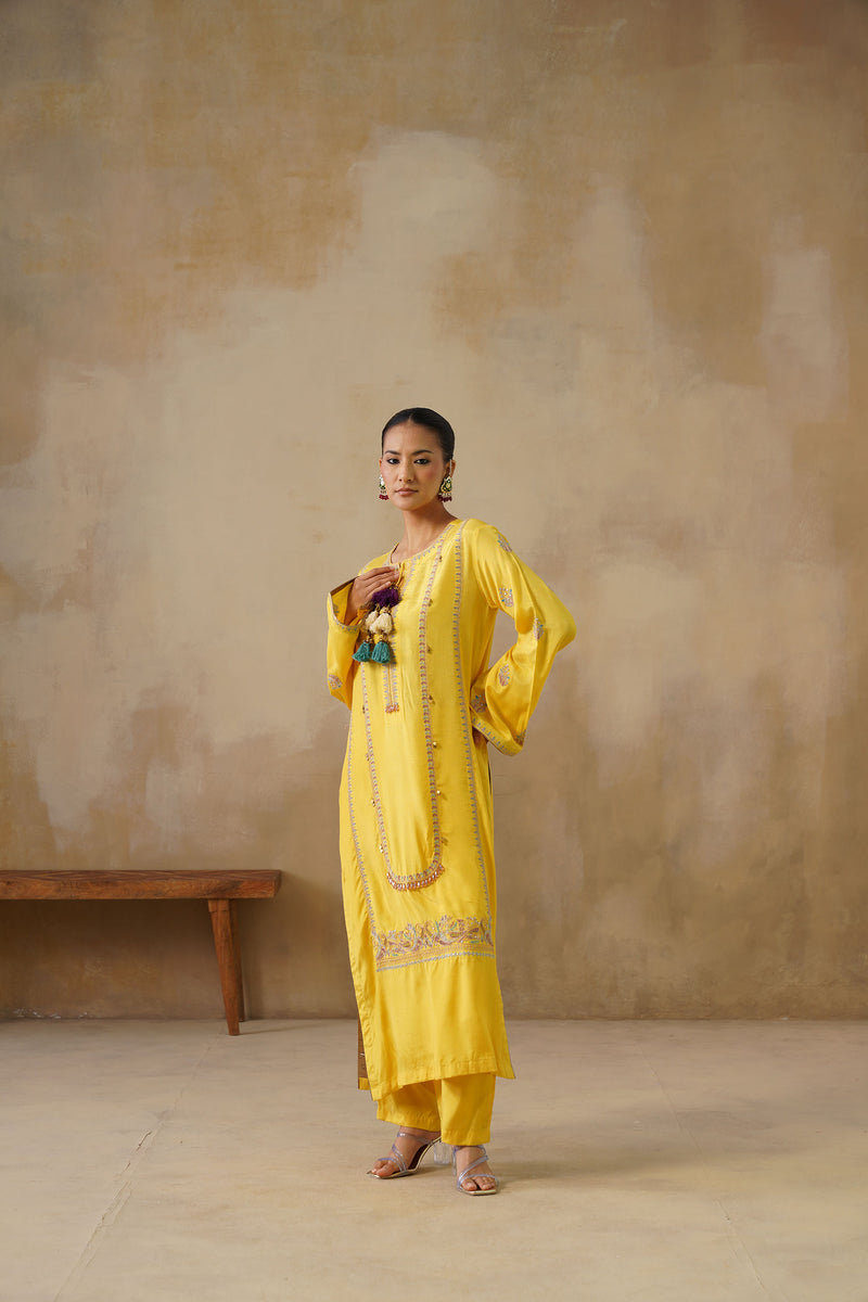 Noor Yellow Straight Suit Set with Dupatta