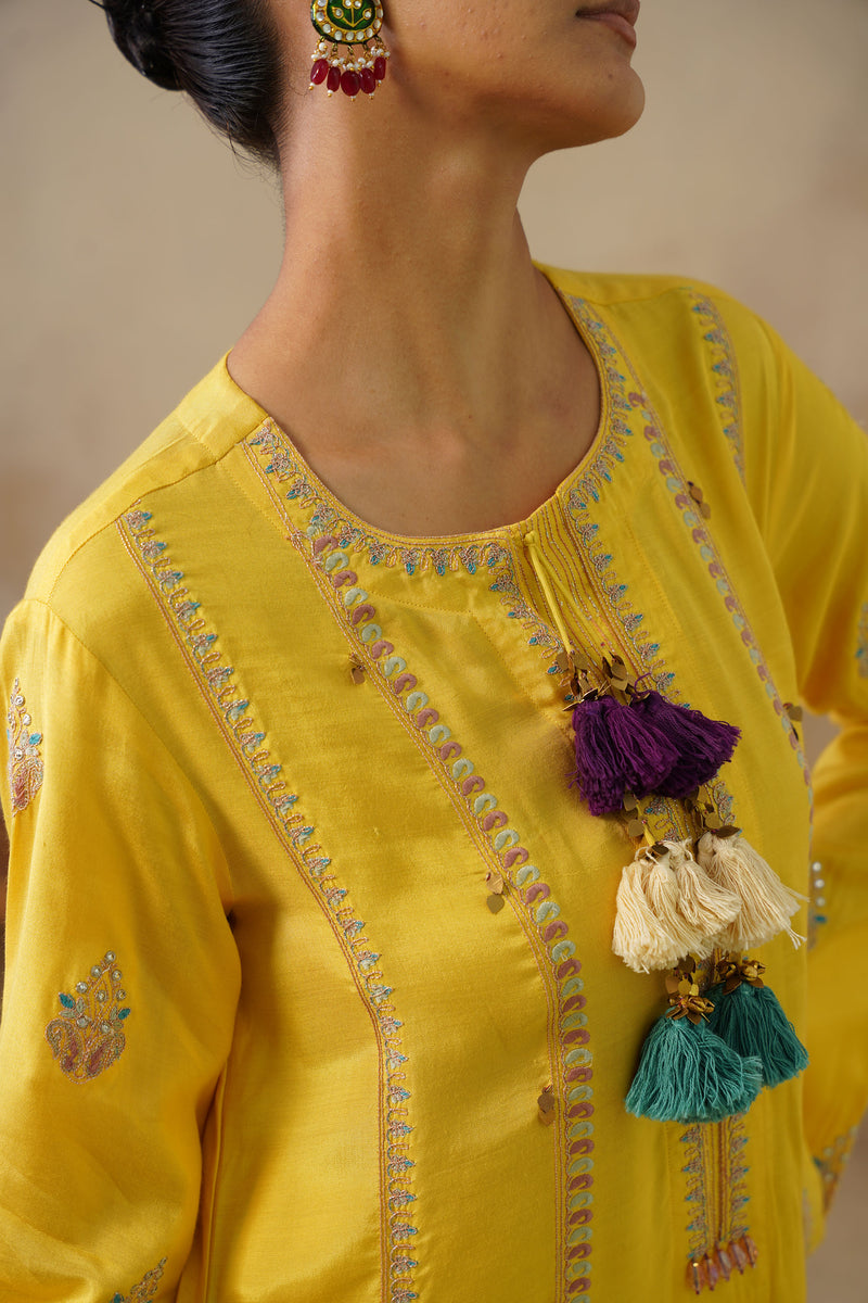 Noor Yellow Straight Suit Set with Dupatta