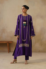 Noor Purple Straight Suit Set with Dupatta