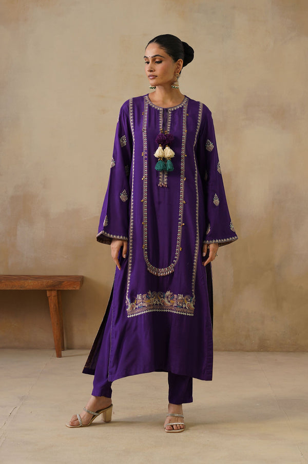 Noor Purple Straight Suit Set with Dupatta