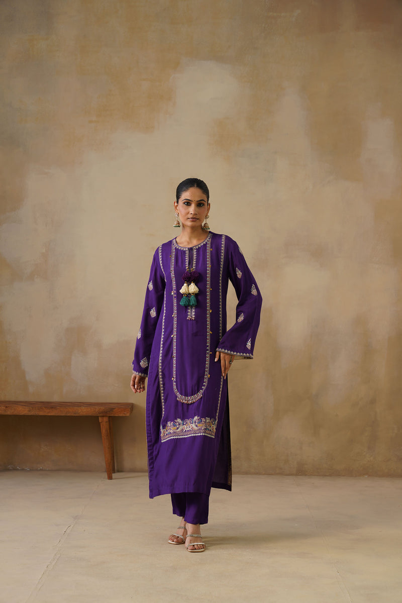 Noor Purple Straight Suit Set with Dupatta