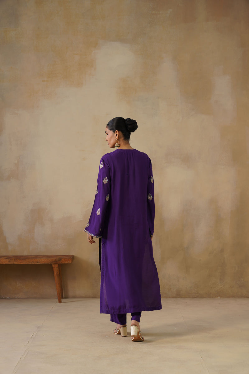 Noor Purple Straight Suit Set with Dupatta
