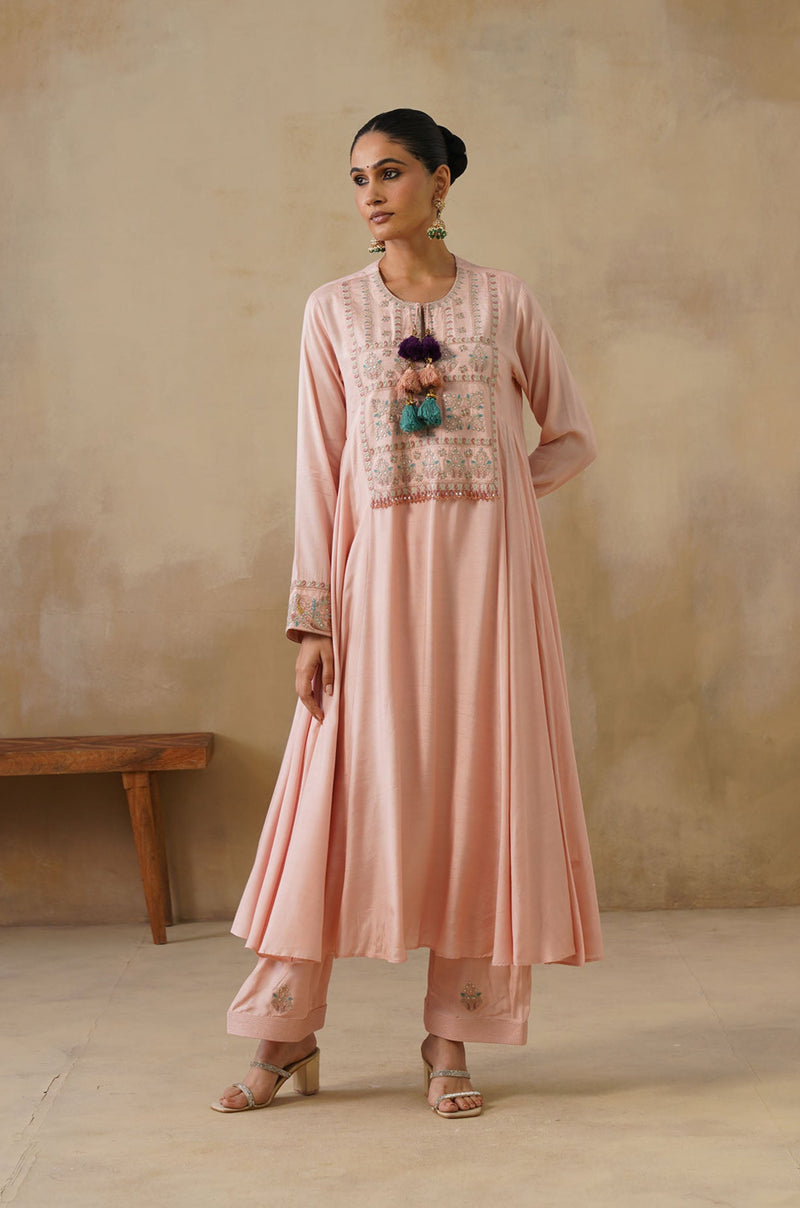 Noor Pink Kali Suit Set with Dupatta