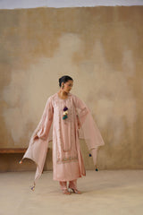 Noor Pink Straight Suit Set with Dupatta