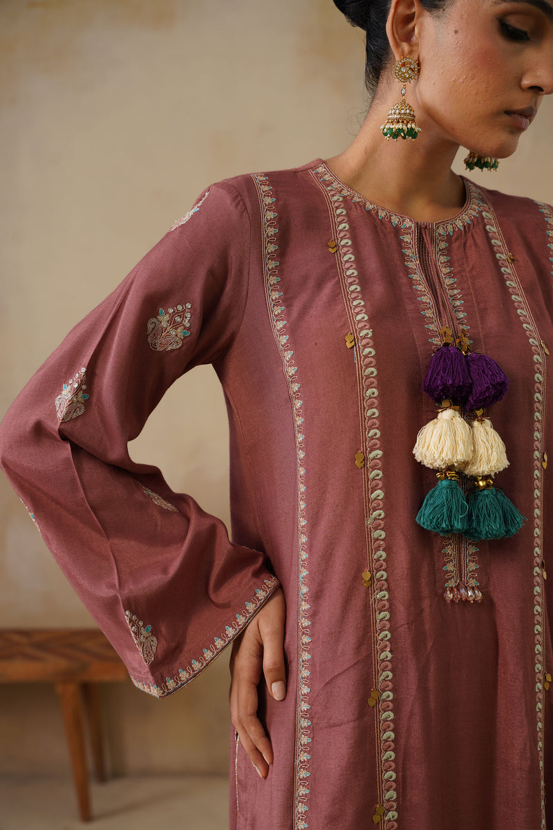 Noor Brown Straight Suit Set with Dupatta