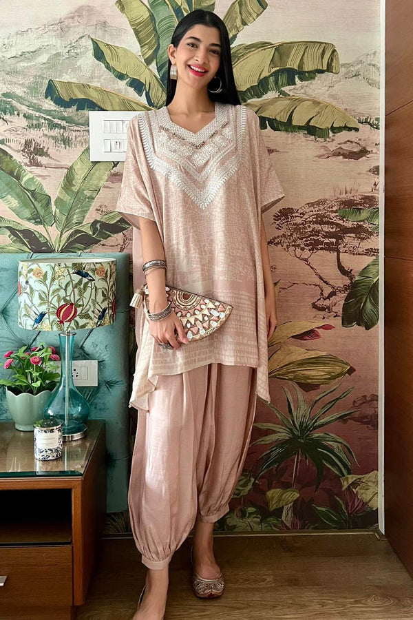 Lakeer Kaftan Suit Set (Dusky Pink)