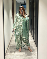 Peher Inara Set - Sage Green Sidekali Suit Set with Dupatta