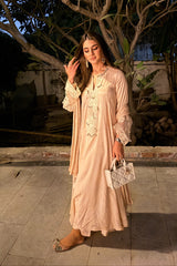 Sukoon Peachy Beige SideKali Suit Set with Dupatta