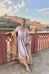 Zeba Lilac Sidegather Suit Set with Dupatta