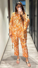 Peher Kesariya Set- Orange Coord Set