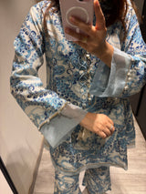 Peher Falak Set - Blue Back Kali suit set