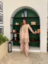 Zyra Blush Pink Short Shirt Farsi Salwar Set with Dupatta