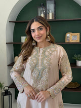 Zyra Blush Pink Short Shirt Farsi Salwar Set with Dupatta