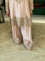 Zyra Blush Pink Short Shirt Farsi Salwar Set with Dupatta