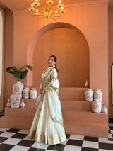 Zyra Off White Waistcoat Suit Set with Dupatta