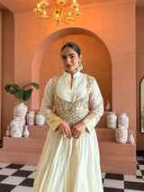 Zyra Off White Waistcoat Suit Set with Dupatta