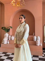 Zyra Off White Waistcoat Suit Set with Dupatta