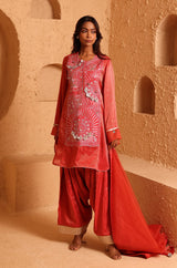 Sindoor Red Kashmiri Kurta Set with Dupatta