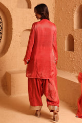 Sindoor Red Kashmiri Kurta Set with Dupatta