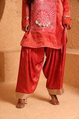 Sindoor Red Kashmiri Kurta Set with Dupatta