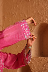 Rani Pink Straight Suit Set with Dupatta