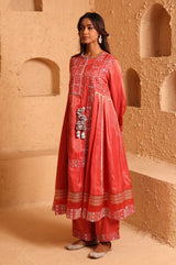Sindoor Red Sidekali Suit Set with Dupatta