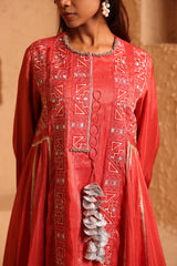 Sindoor Red Sidekali Suit Set with Dupatta