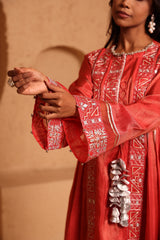 Sindoor Red Sidekali Suit Set with Dupatta