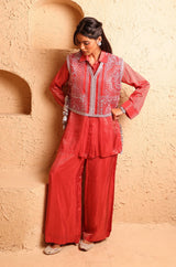 Sindoor Red Waistcoat Set