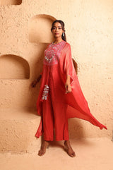 Sindoor Red Cape Suit Set