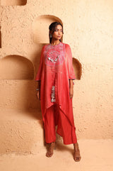 Sindoor Red Cape Suit Set